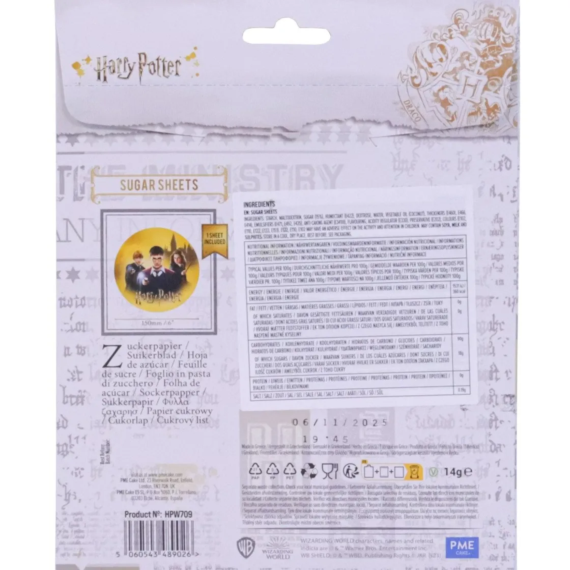 PME Harry Potter Schijf Suikerdecoratie Ø15cm* Figuur Decoraties