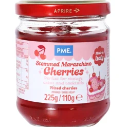 PME Maraschino Kersen met Steel op Siroop 225g* Gekonfijt Fruit En Bigarreaux