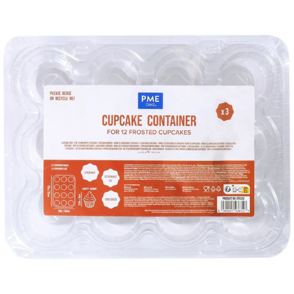 PME Plastic Cupcakehouders (12) Set/3* Cupcake Doosjes