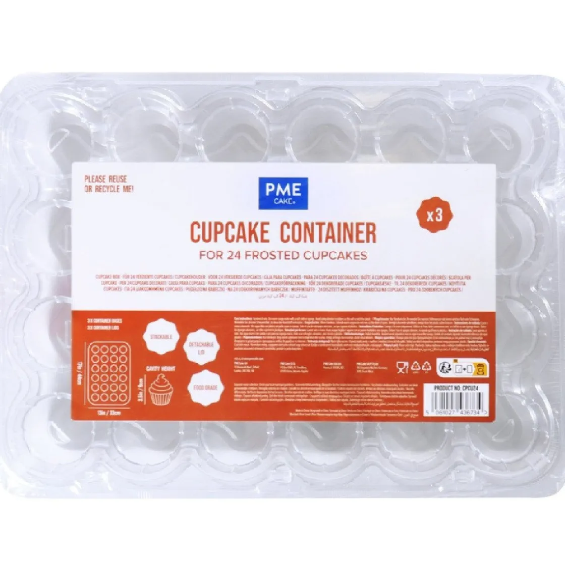 PME Plastic Cupcakehouders (24) Set/3* Cupcake Doosjes