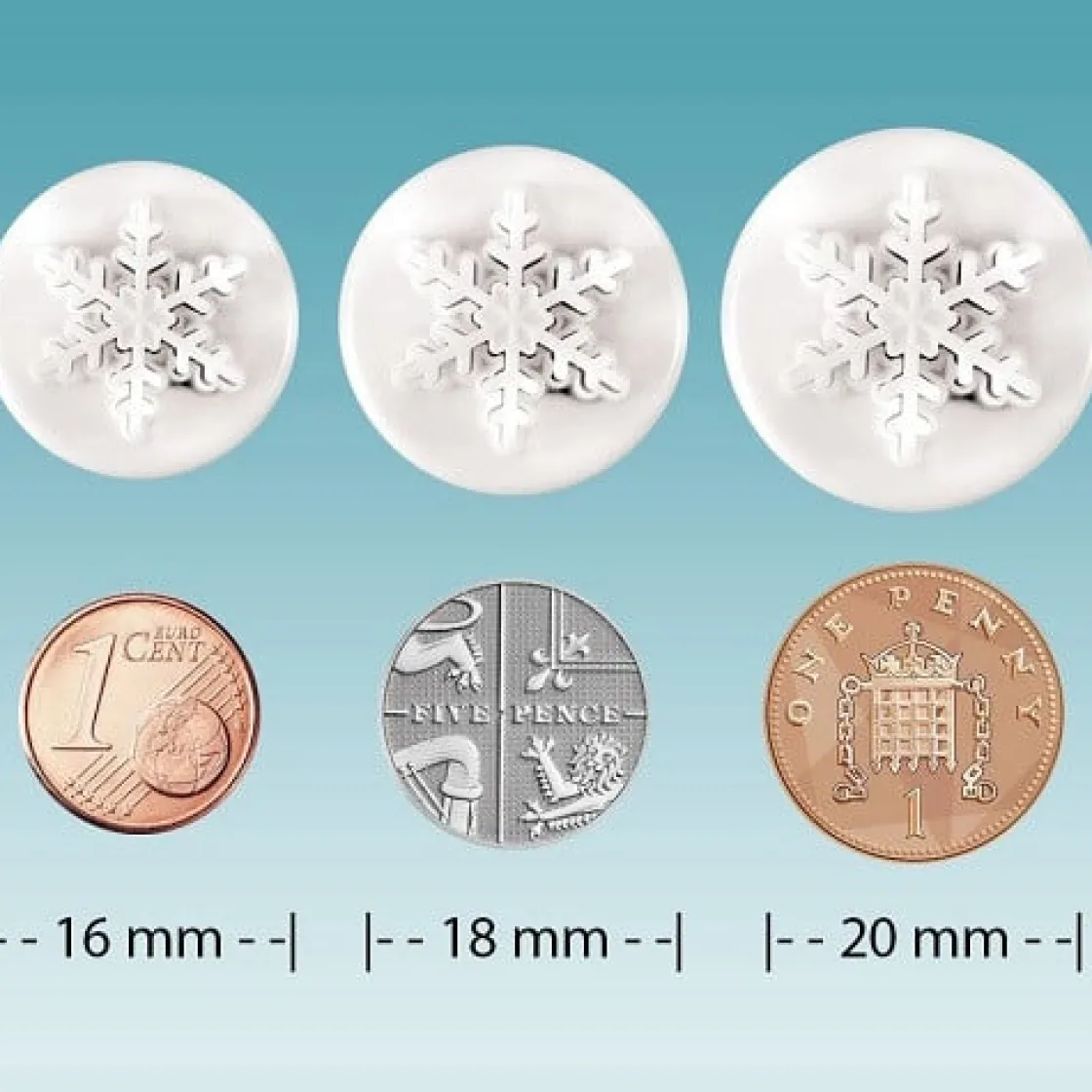 PME Plunger Cutter Mini Sneeuwvlok/IJskristal set/3* Figuur Stekers