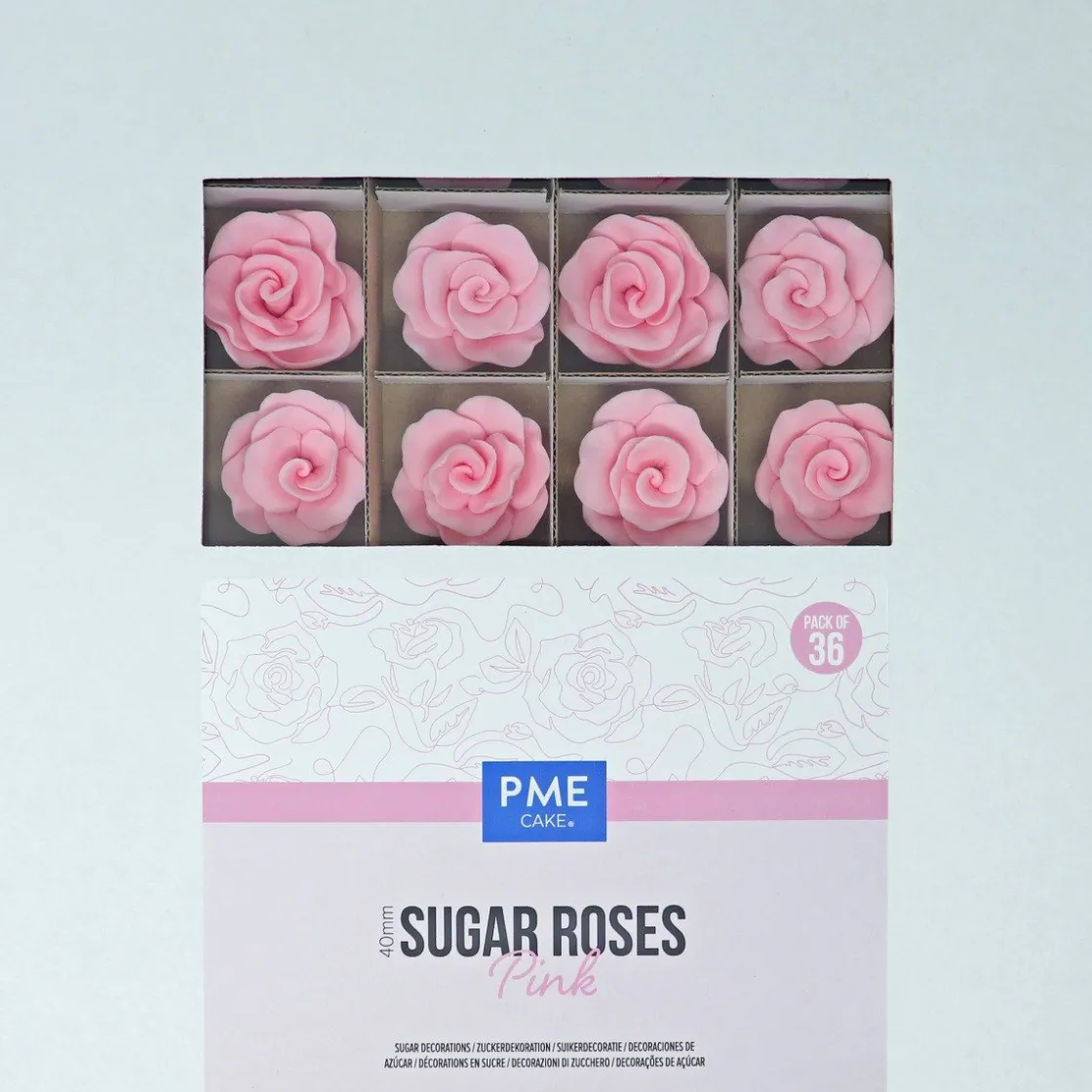 PME Suiker Rozen Roze Ø4cm 36st* Bloem Decoraties