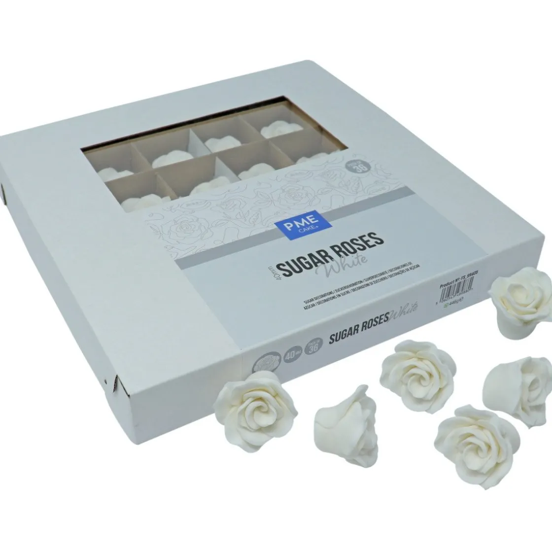 PME Suiker Rozen Wit Ø4cm 36st* Bloem Decoraties