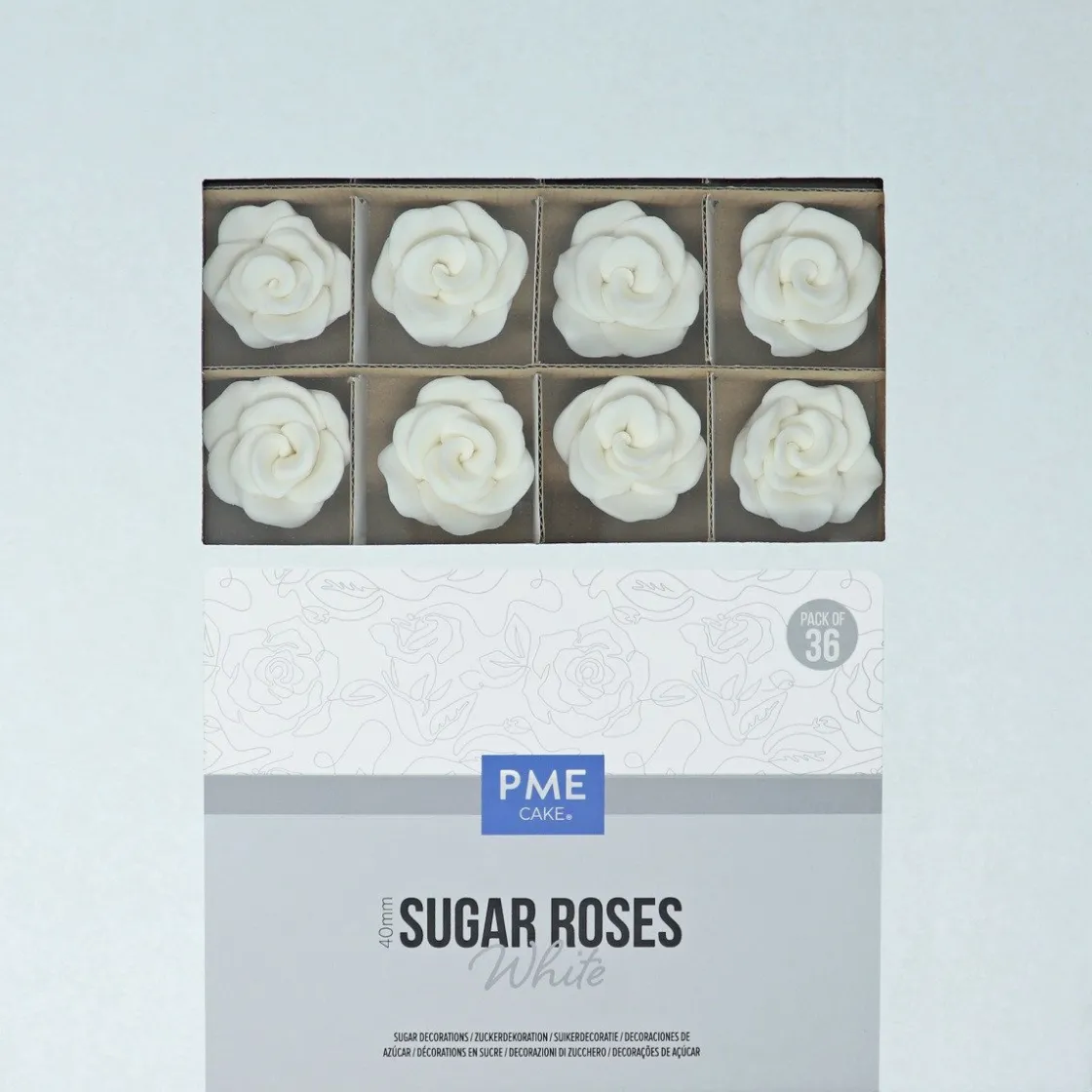 PME Suiker Rozen Wit Ø4cm 36st* Bloem Decoraties