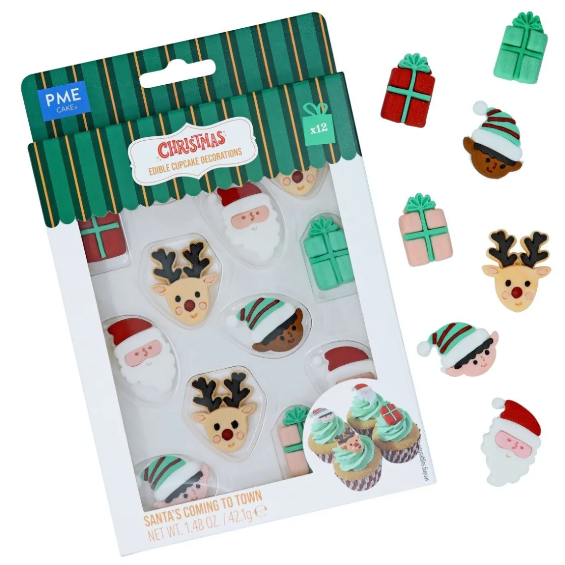 PME Suikerdecoratie Santa's Coming To Town 12st.* Figuur Decoraties