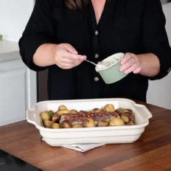 Pyrex Ceramic Creation Ovenschaal Rechthoek Beige 37x28cm*** Pannen En Schalen