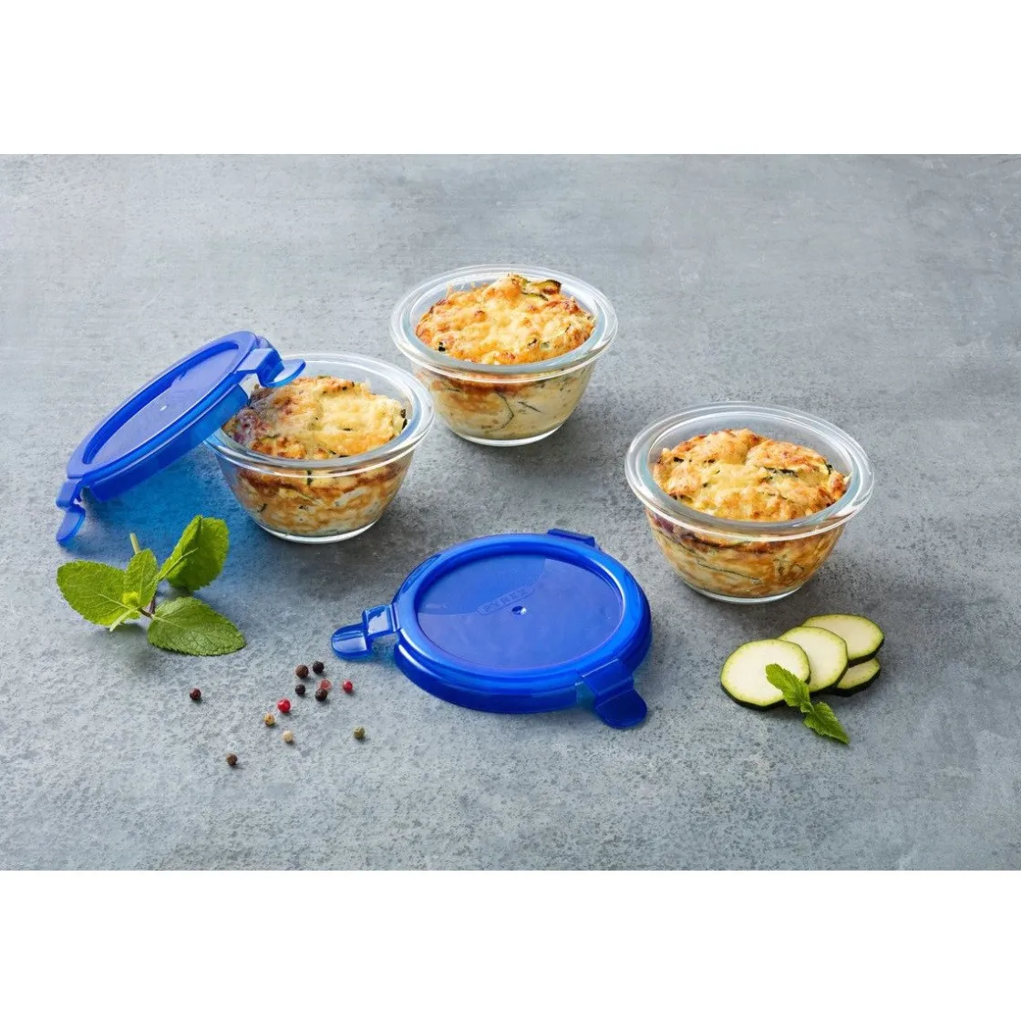 Pyrex Cook & Go Ovenschalen met Deksel Rond 0,2L Set/5* Pannen En Schalen