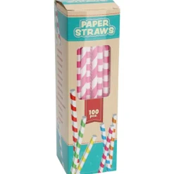 Overig Rietjes Gekleurd Papier 19cm 100st.* Ijs En Dessert Verpakkingen