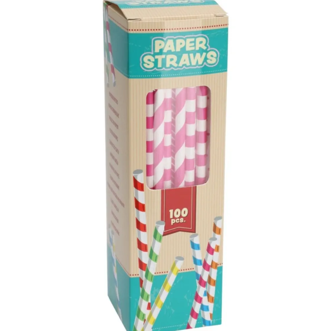 Overig Rietjes Gekleurd Papier 19cm 100st.* Ijs En Dessert Verpakkingen