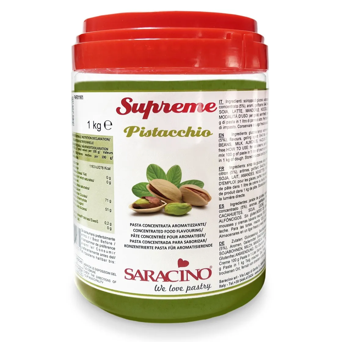 Saracino Smaakpasta Pistache 100% 1kg* Smaakpasta|Smaakstoffen