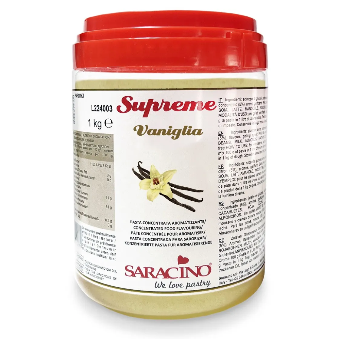 Saracino Smaakpasta Vanille Bourbon (met zaadjes) 1kg* Smaakpasta|Smaakstoffen
