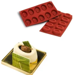 Silikomart Siliconen Bakvorm Savarin Ovaal 70x52x24mm (10)* Ijs En Dessert Vormen|Bakvormen Siliconen