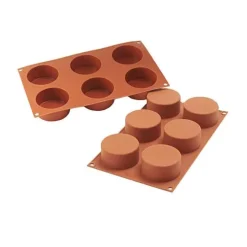 Silikomart Siliconen Bakvorm Cilinder (6x) Ø7x3,5cm* Ijs En Dessert Vormen|Bakvormen Siliconen