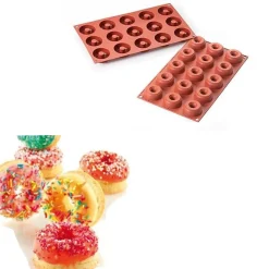 Silikomart Siliconen Bakvorm Mini Donuts Ø4,5-1,5x1,8cm (15)* Ijs En Dessert Vormen|Bakvormen Siliconen