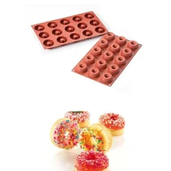 Silikomart Siliconen Bakvorm Mini Donuts Ø4,5-1,5x1,8cm (15)* Ijs En Dessert Vormen|Bakvormen Siliconen