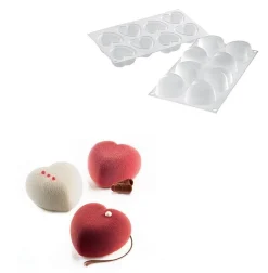 Silikomart Siliconen Bakvorm Hart (8x) 6,3x6,5x3,9cm+cutter* Ijs En Dessert Vormen|Bakvormen Siliconen