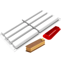 Silikomart Siliconen Vorm Rechthoek (8) 12,8x3,3cm + cutter* Bakvormen Siliconen|Ijs En Dessert Vormen