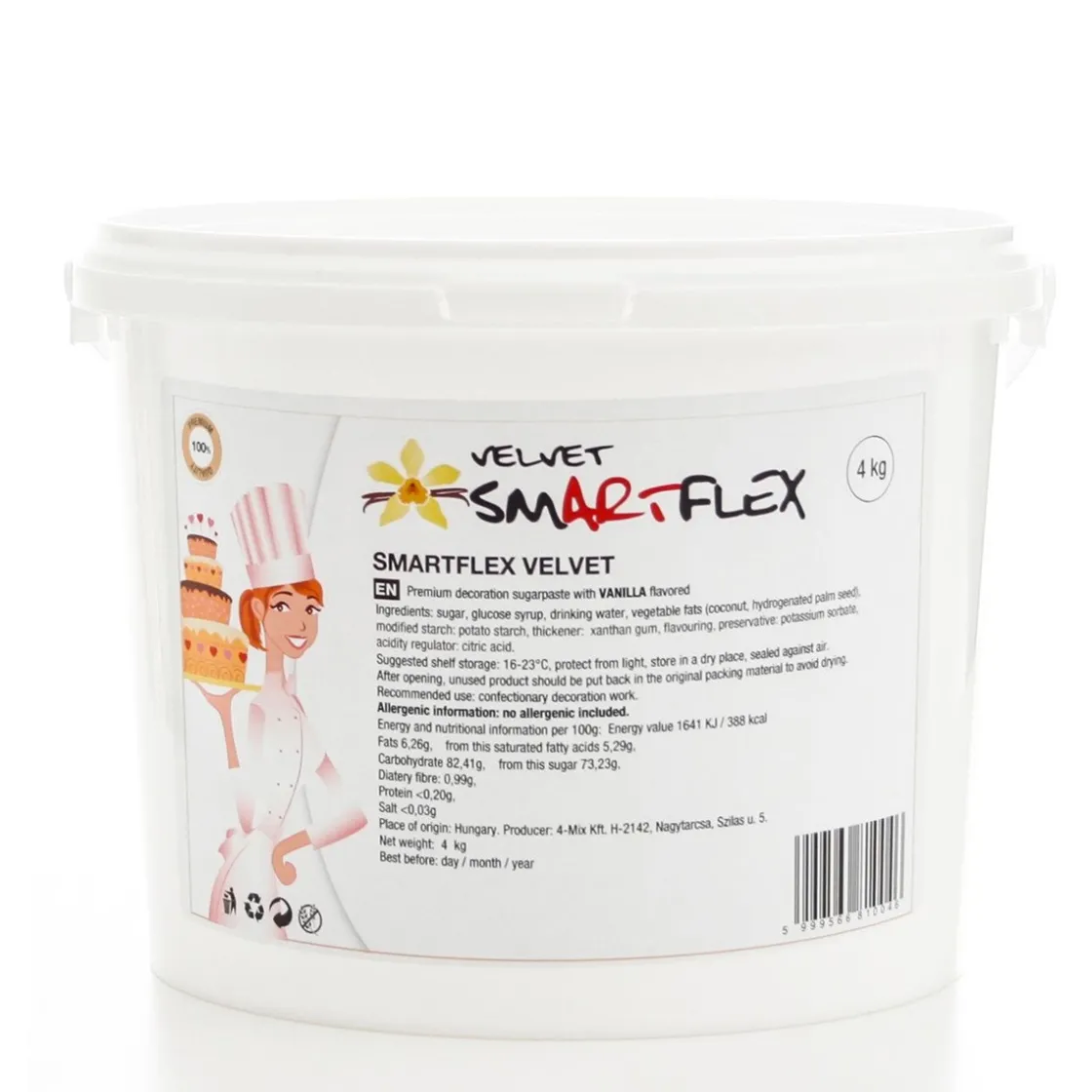 SmartFlex Fondant Wit Velvet Vanille 4kg* Rolfondant