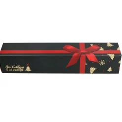Overig Staafkoker 32x6x6cm. Zwart met Strik (Kerst)*** Taartdozen