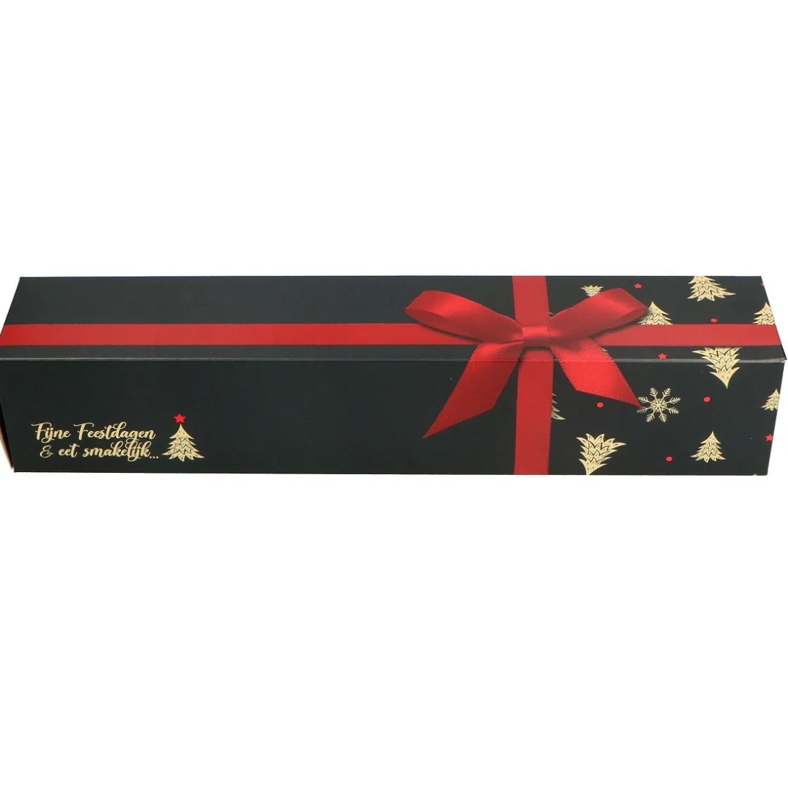 Overig Staafkoker 32x6x6cm. Zwart met Strik (Kerst)*** Taartdozen