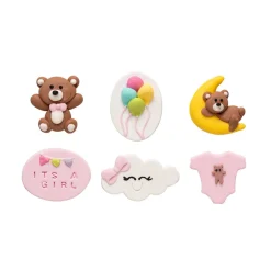 Decora Suikertie Baby Roze 4cm 6st.* Figuur Decoraties