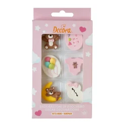 Decora Suikertie Baby Roze 4cm 6st.* Figuur Decoraties