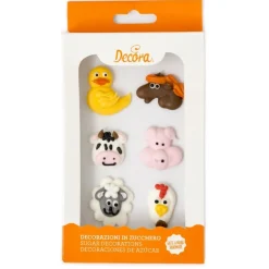 Decora Suikertie Boerderijdieren 4cm 6st.* Figuur Decoraties
