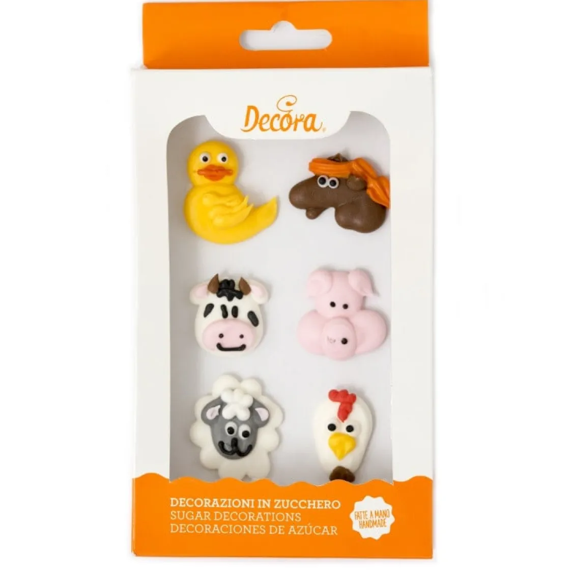 Decora Suikertie Boerderijdieren 4cm 6st.* Figuur Decoraties