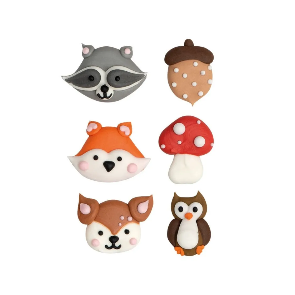 Decora Suikertie Bos Dieren 3,5-4cm 6st.* Figuur Decoraties