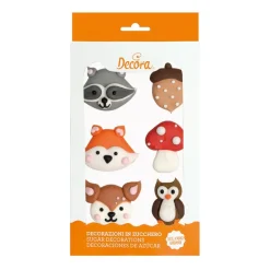 Decora Suikertie Bos Dieren 3,5-4cm 6st.* Figuur Decoraties