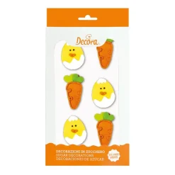 Decora Suikertie Wortel en Ei 6st. 5cm*** Figuur Decoraties
