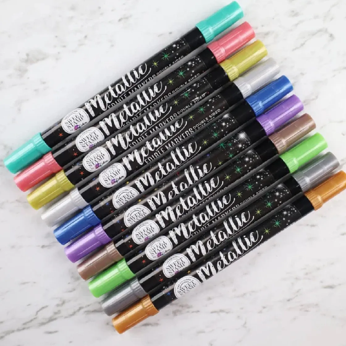 Sweet Stamp Stift Eetbare Inkt Dubbelzijdig Metallic Teal* Eetbaar Schrijven