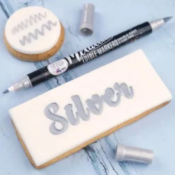 Sweet Stamp Stift Eetbare Inkt Dubbelzijdig Metallic Zilver* Eetbaar Schrijven