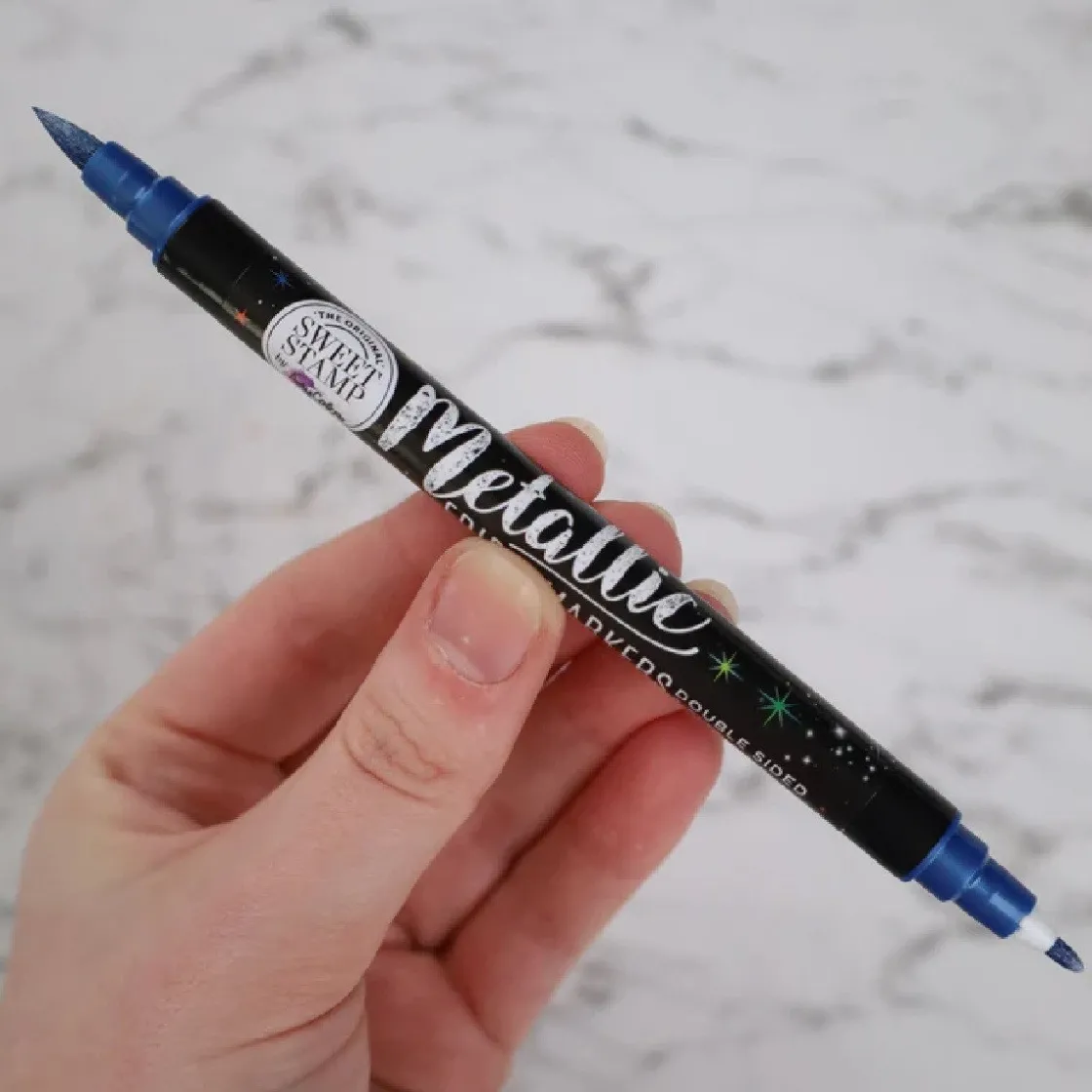 Sweet Stamp Stift Eetbare Inkt Dubbelzijdig Metallic Blauw* Eetbaar Schrijven