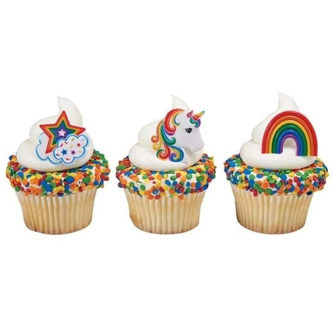 Overig Taartdecoratie Unicorn Ringen 12 stuks* Prikkers En Ringen