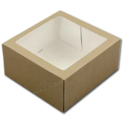 BrandNewCake Taartdoos met venster 19x19x9cm. Kraft 3st* Taartdozen