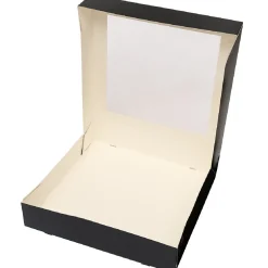 BrandNewCake Taartdoos met venster 30x30x6cm. Zwart 50st* Taartdozen