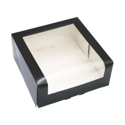Overig Taartdoos met venster 21x21x9cm Zwart*** Taartdozen