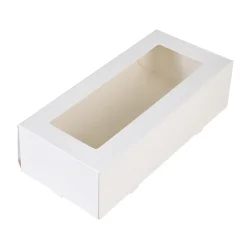 BrandNewCake Taartdoos Slof met venster 25x10x9cm. Wit 3st* Taartdozen