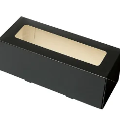 BrandNewCake Taartdoos Slof met venster 25x10x9cm. Zwart 3st* Taartdozen
