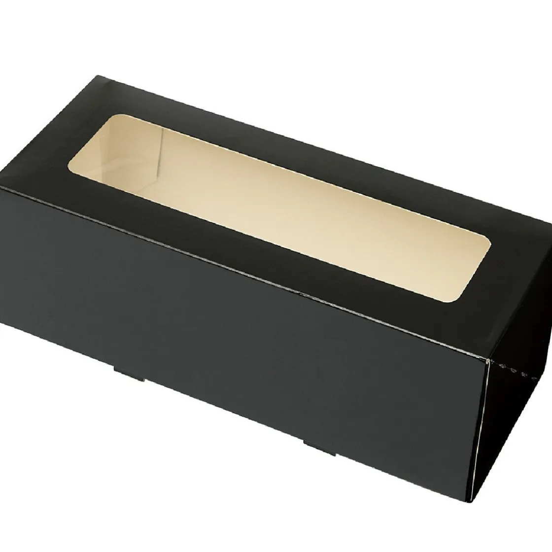 BrandNewCake Taartdoos Slof met venster 25x10x9cm. Zwart 3st* Taartdozen