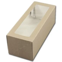 BrandNewCake Taartdoos Slof met venster 25x10x9cm. Kraft 50st* Taartdozen