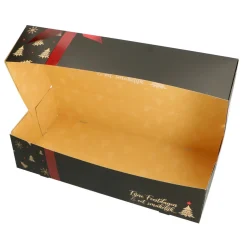 Overig Taartdoos Stol Klein 24x16x8cm. Zwart met Strik (Kerst)*** Taartdozen