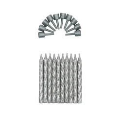 Overig Taartkaarsjes met houders Zilver 10st*** Kaarsjes En Vuurwerk