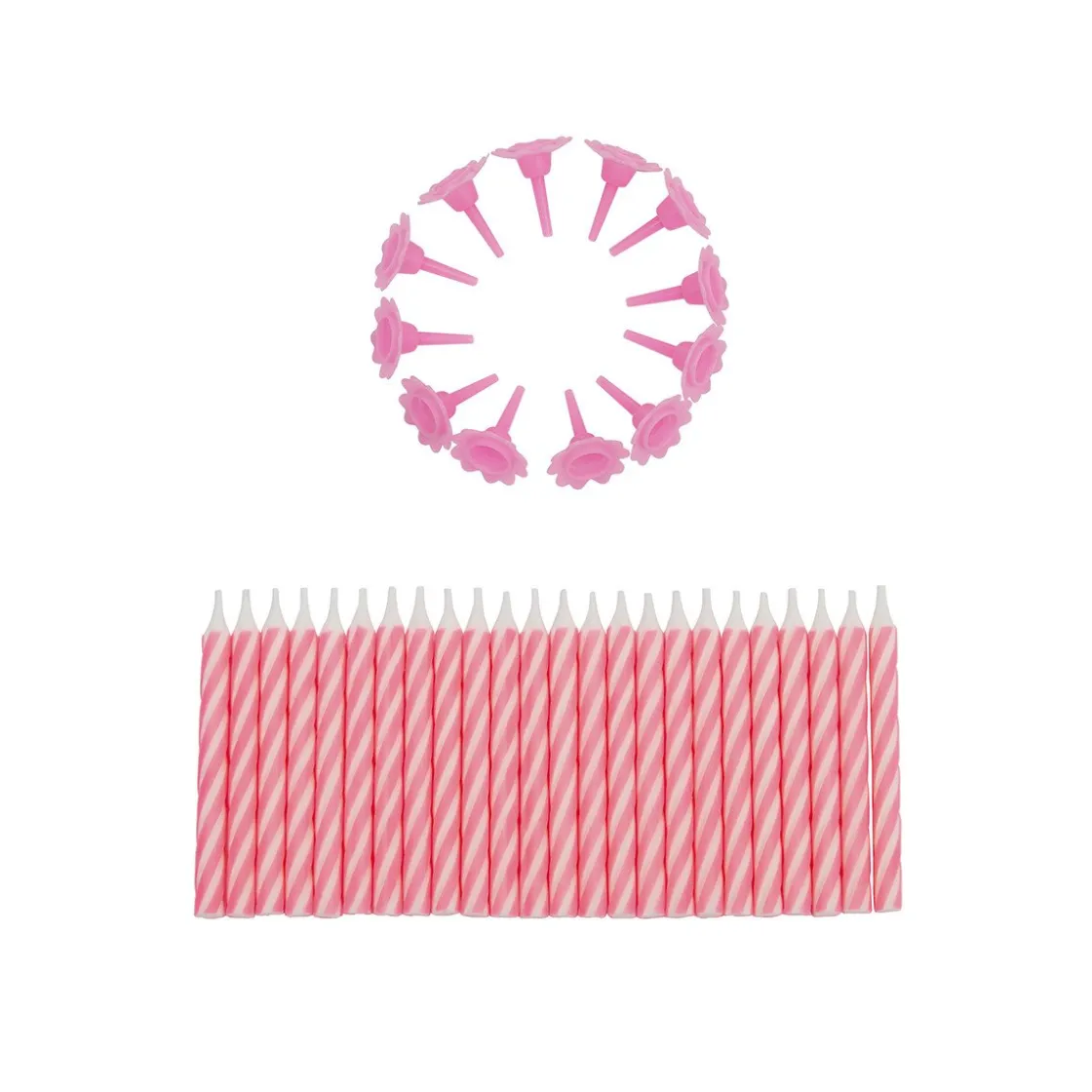Overig Taartkaarsjes met houders Roze 24st* Kaarsjes En Vuurwerk