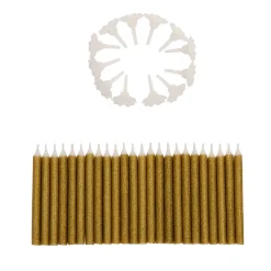 BrandNewCake Taartkaarsjes met houders Goud Glitter 24st* Kaarsjes En Vuurwerk