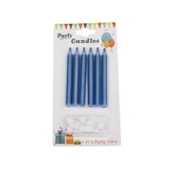 Overig Taartkaarsjes met houders Blauw 6st.*** Kaarsjes En Vuurwerk