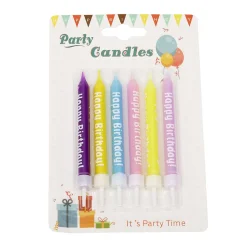 Overig Taartkaarsjes met houders Happy Birthday 6st.*** Ijsprikkers|Kaarsjes En Vuurwerk