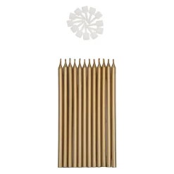 BrandNewCake Taartkaarsjes met houders Lang Goud 12st.* Kaarsjes En Vuurwerk