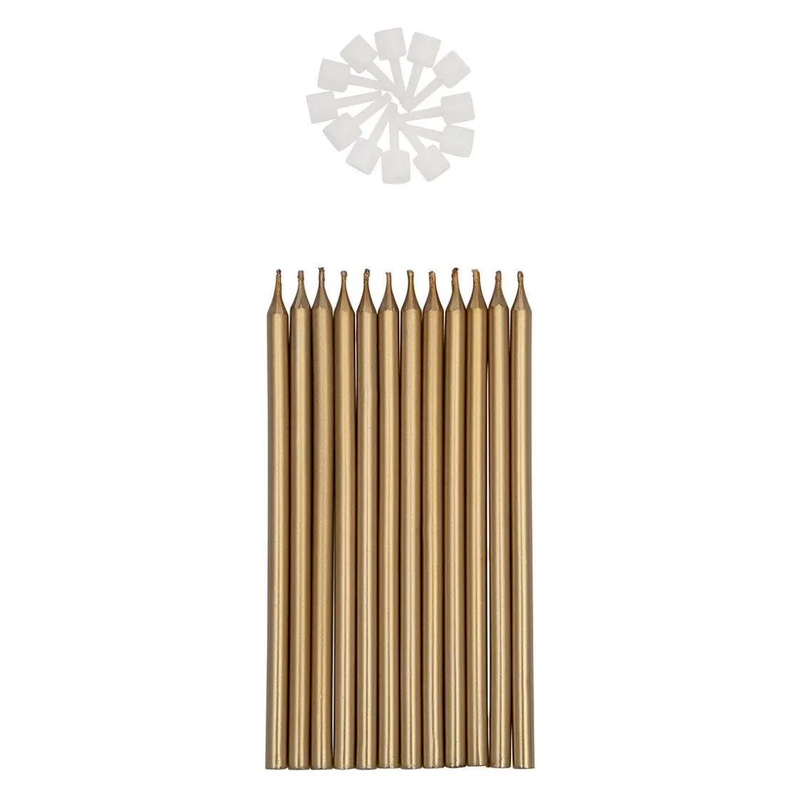 BrandNewCake Taartkaarsjes met houders Lang Goud 12st.* Kaarsjes En Vuurwerk